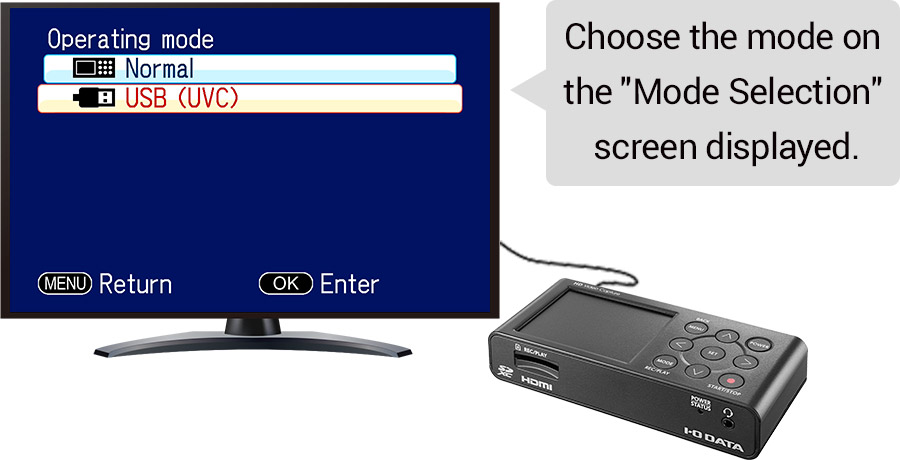 Choose the mode on the screen
