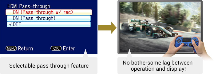 HDMI pass-through reduces video display delays